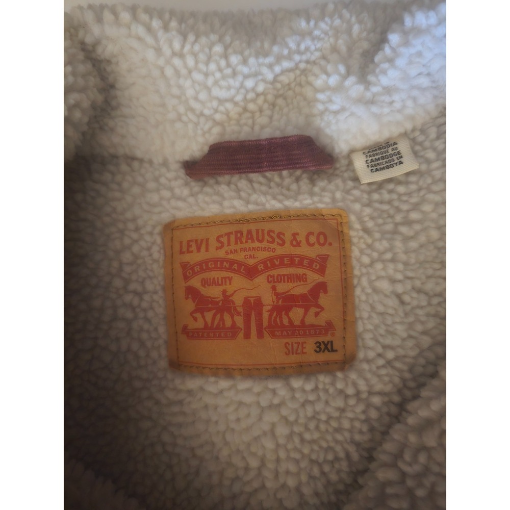Levi's Men's 3XL Big & Tall Sherpa Lined Corduroy Trucker Jacket Burgundy - Picture 3 of 6